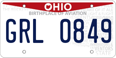OH license plate GRL0849