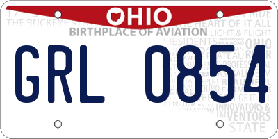 OH license plate GRL0854