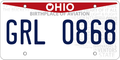 OH license plate GRL0868