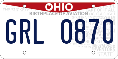 OH license plate GRL0870