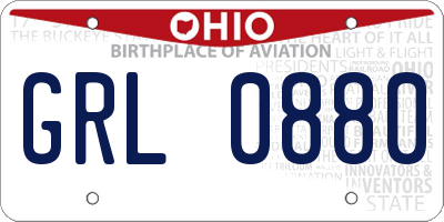 OH license plate GRL0880