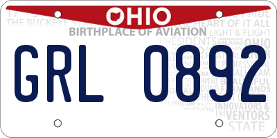 OH license plate GRL0892