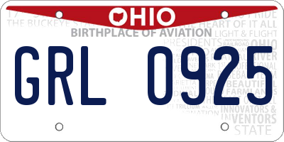 OH license plate GRL0925