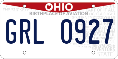 OH license plate GRL0927