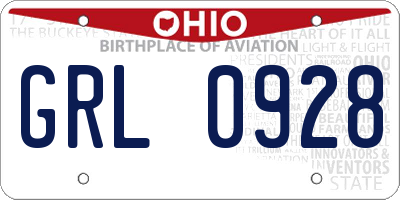 OH license plate GRL0928