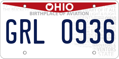 OH license plate GRL0936