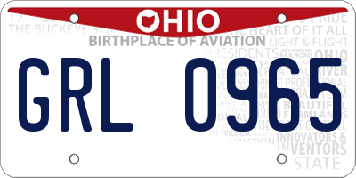 OH license plate GRL0965