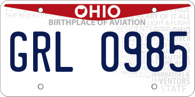 OH license plate GRL0985