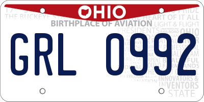 OH license plate GRL0992