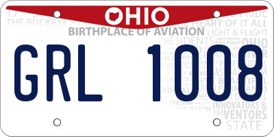 OH license plate GRL1008
