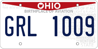 OH license plate GRL1009
