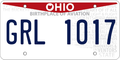 OH license plate GRL1017