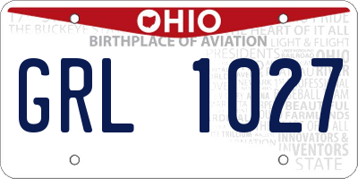 OH license plate GRL1027