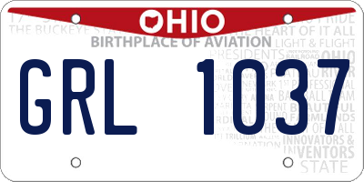 OH license plate GRL1037