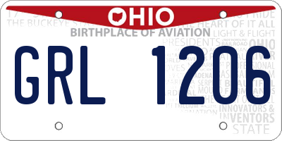 OH license plate GRL1206