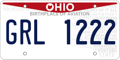 OH license plate GRL1222