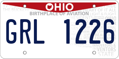 OH license plate GRL1226
