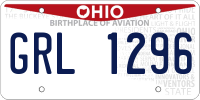 OH license plate GRL1296