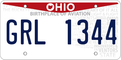 OH license plate GRL1344