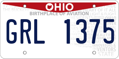OH license plate GRL1375