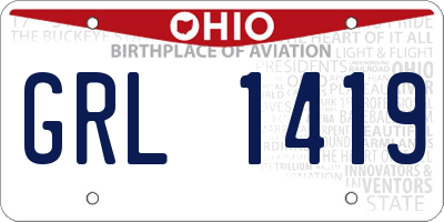 OH license plate GRL1419