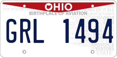 OH license plate GRL1494