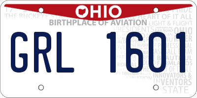 OH license plate GRL1601