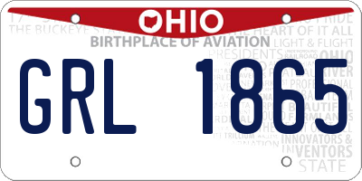 OH license plate GRL1865