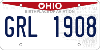 OH license plate GRL1908