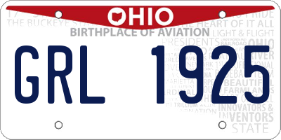 OH license plate GRL1925