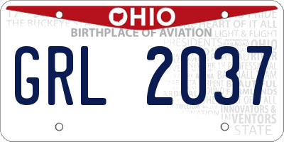OH license plate GRL2037