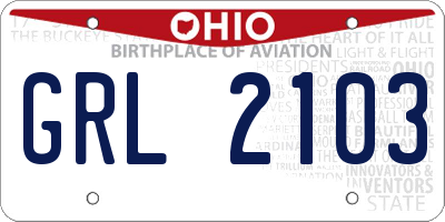 OH license plate GRL2103