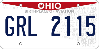 OH license plate GRL2115