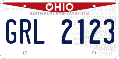 OH license plate GRL2123