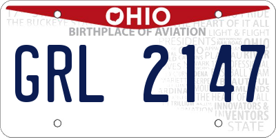 OH license plate GRL2147
