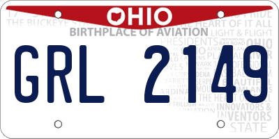 OH license plate GRL2149