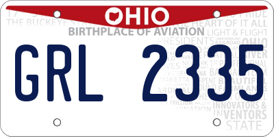 OH license plate GRL2335