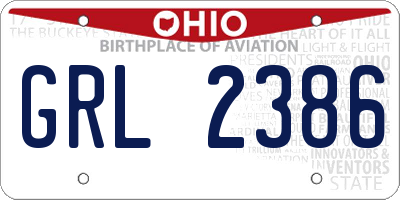 OH license plate GRL2386