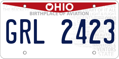 OH license plate GRL2423
