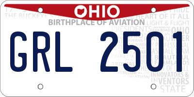 OH license plate GRL2501