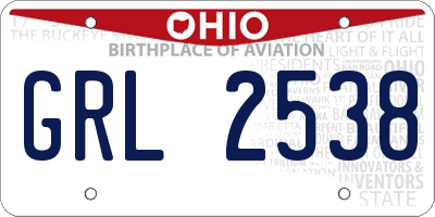 OH license plate GRL2538