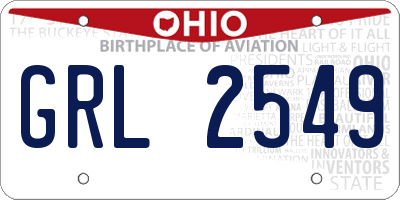 OH license plate GRL2549