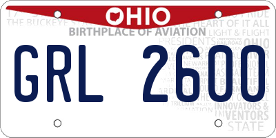 OH license plate GRL2600