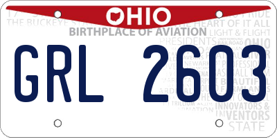 OH license plate GRL2603