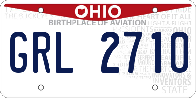 OH license plate GRL2710
