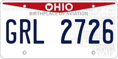 OH license plate GRL2726