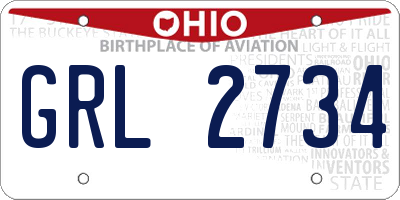 OH license plate GRL2734