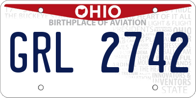 OH license plate GRL2742