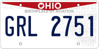 OH license plate GRL2751