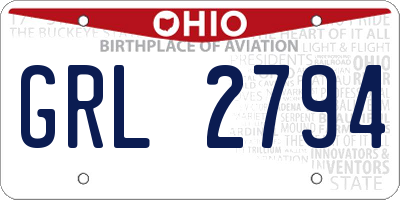 OH license plate GRL2794